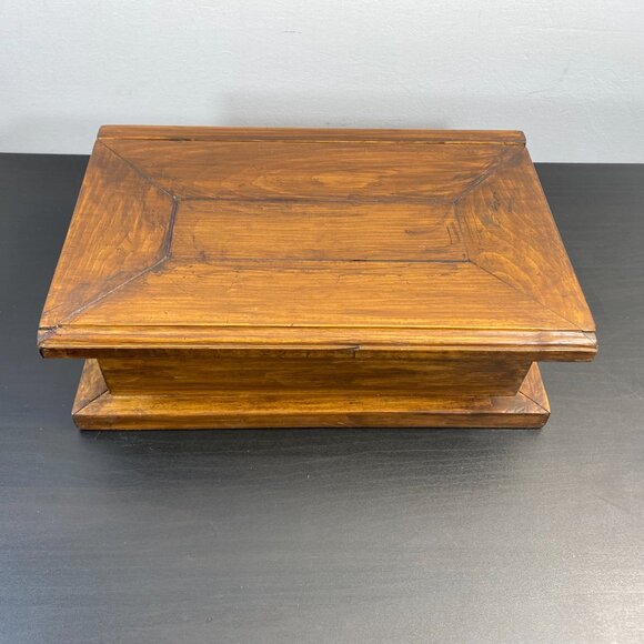 Handmade Wooden Jewelry Box, Red Velvet, Top Opening Keepsake, Luxury Wood, Vint - Picture 2 of 10